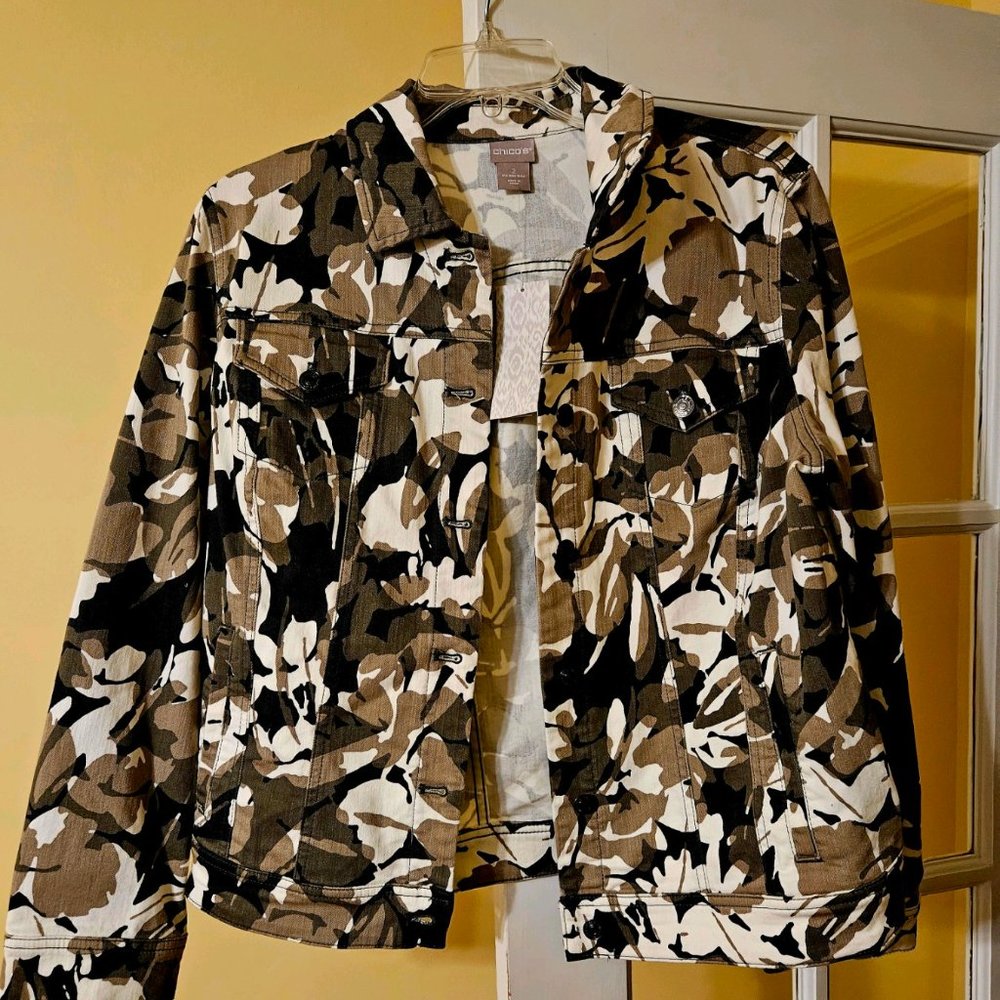 Chico’s Denim Jacket Camo Print - Size 2